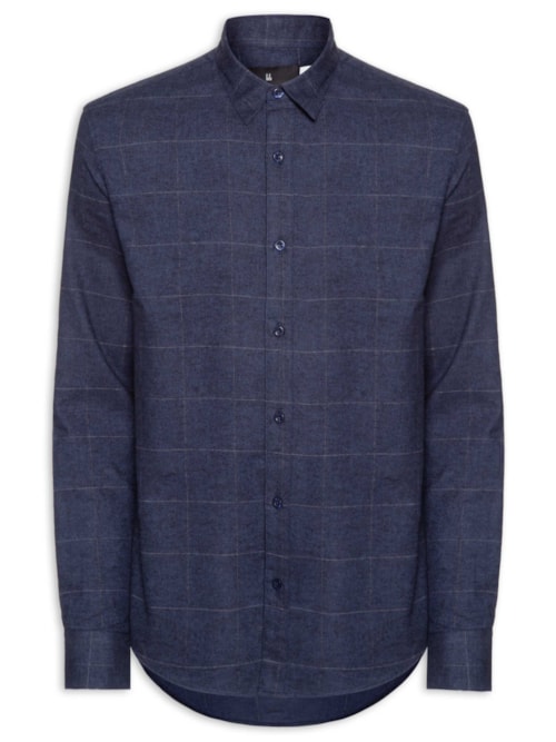 Camisa Masculina Casual Flanela Xadrez Suiça - Azul