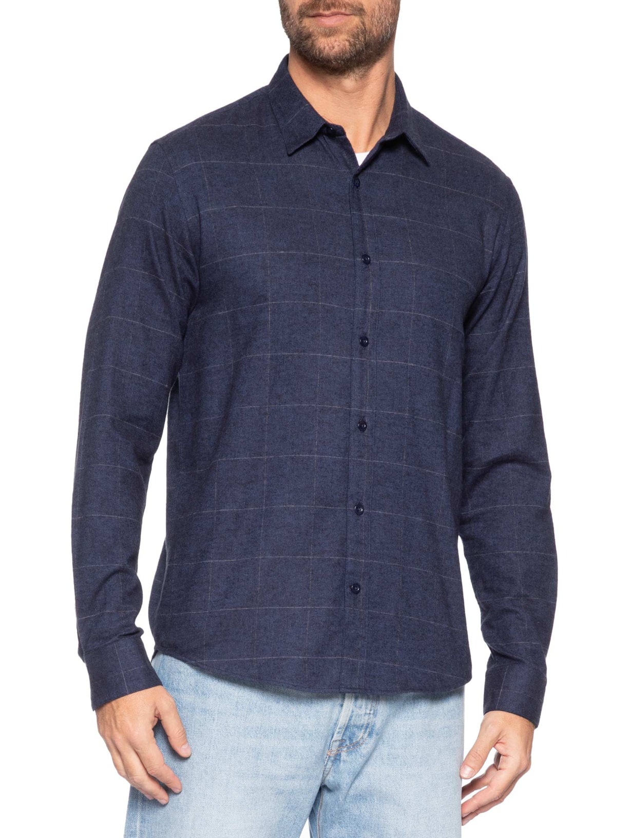 Camisa Masculina Casual Flanela Xadrez Suiça Azul Foxton