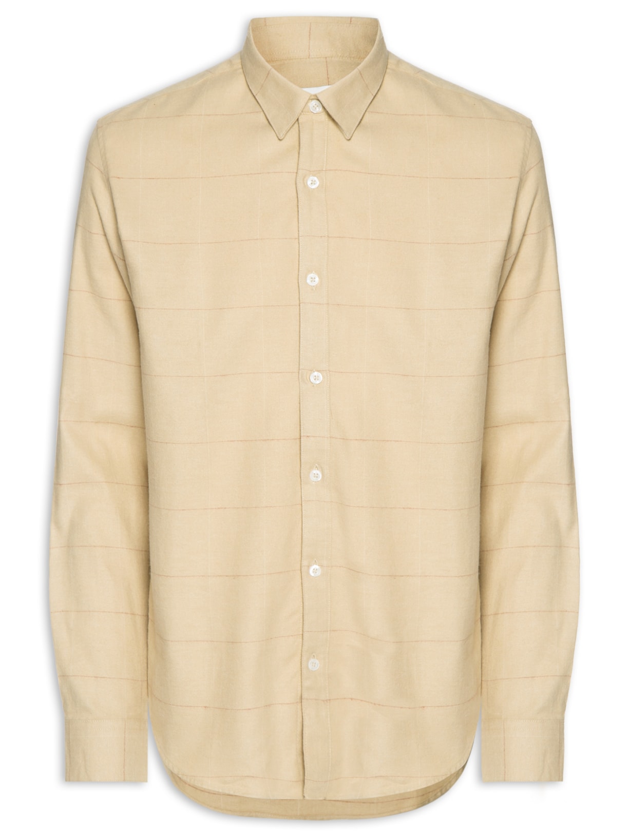 Camisa Masculina Casual Flanela Xadrez Suiça - Bege