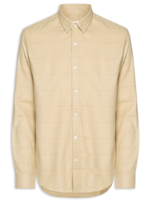 Camisa Masculina Casual Flanela Xadrez Suiça - Bege