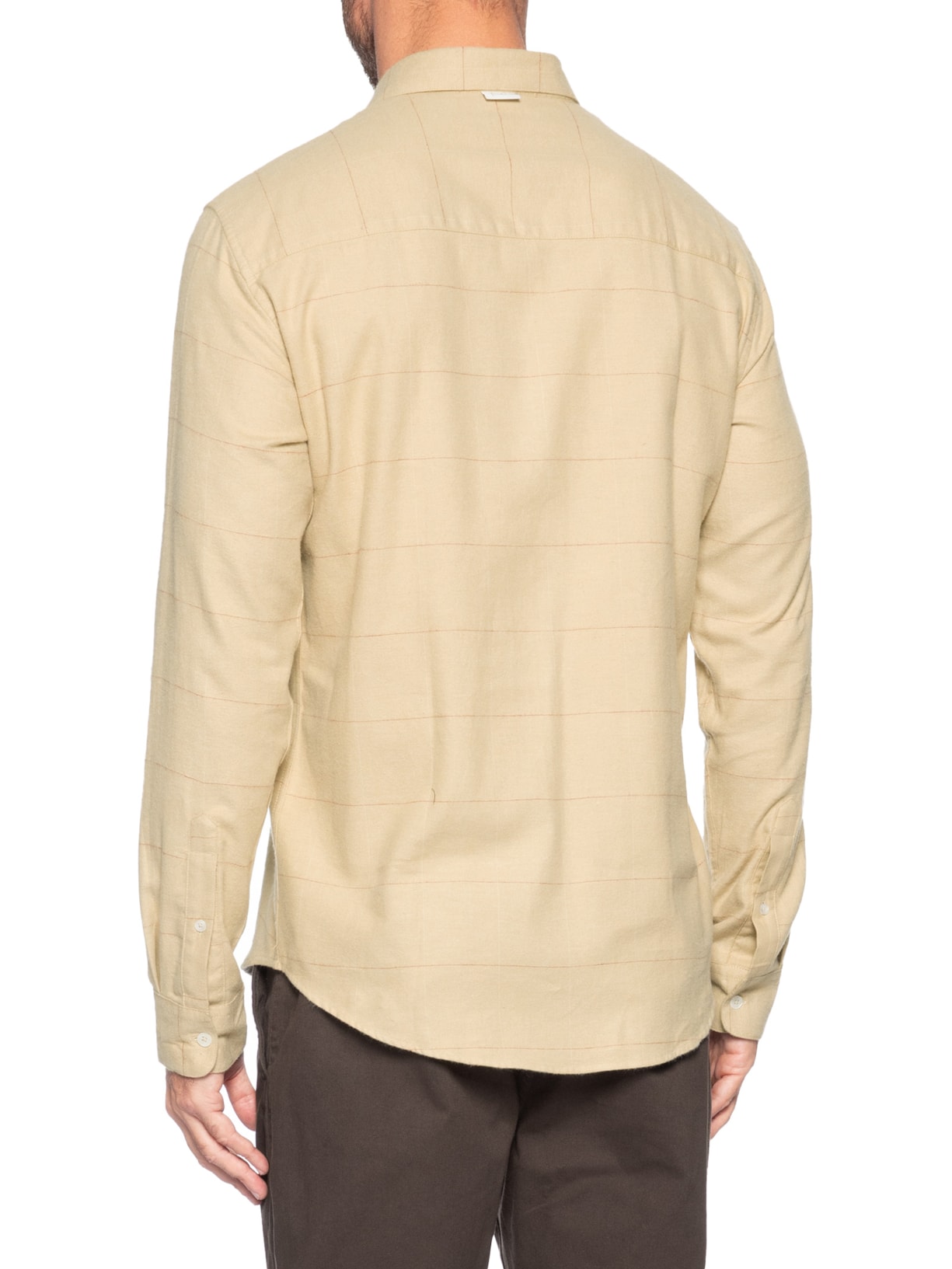 Camisa Masculina Casual Flanela Xadrez Suiça Bege Foxton