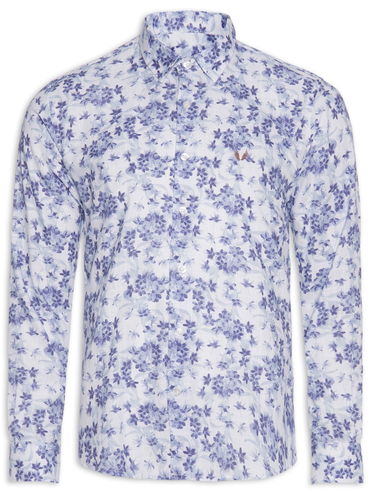 Camisa Masculina Casual Flower - Branco