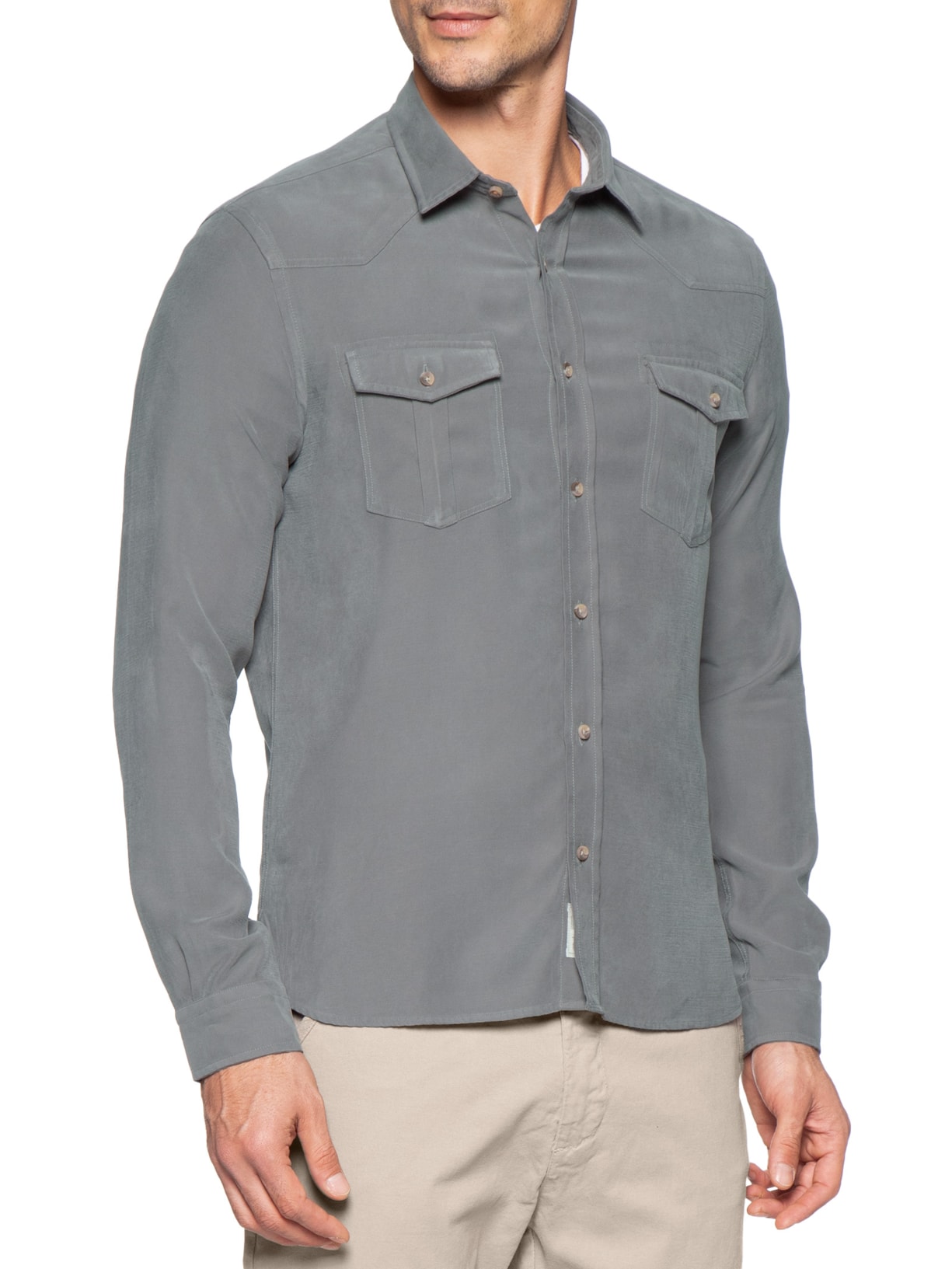 Camisa Masculina Casual Forest Cinza Pineapple
