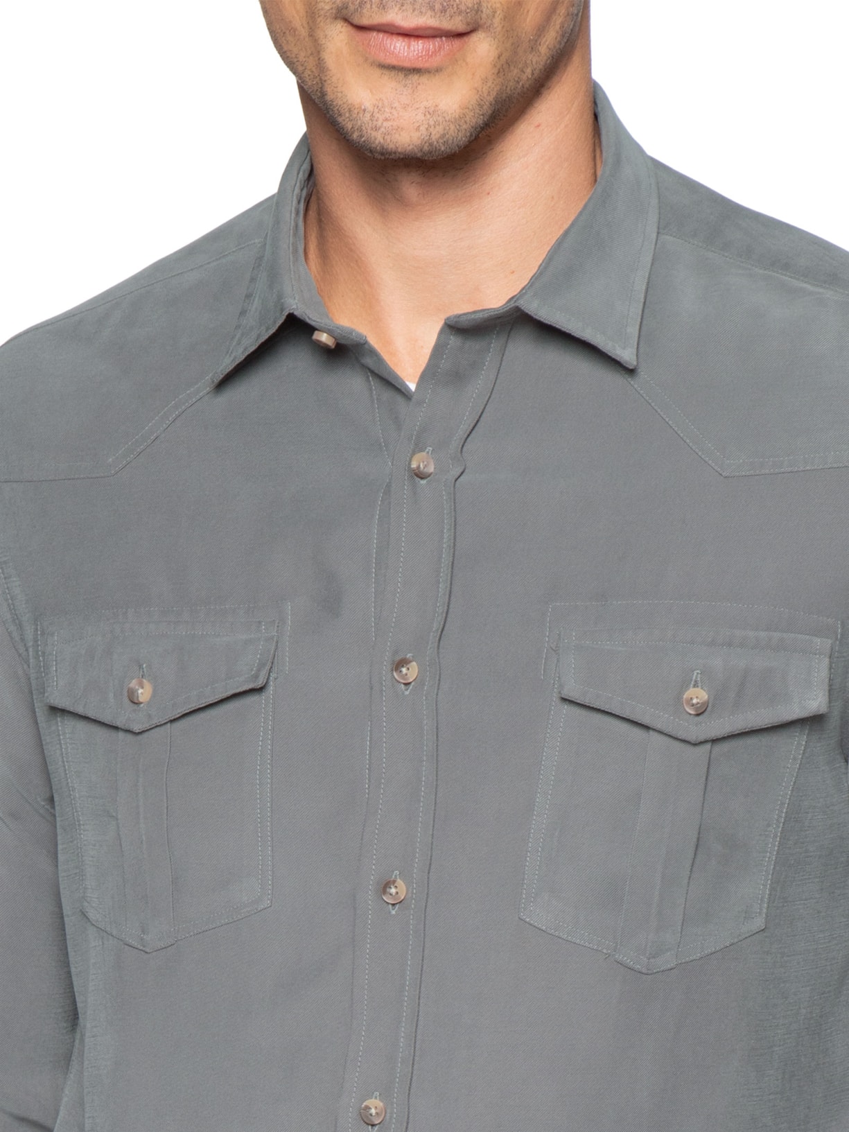 Camisa Masculina Casual Forest Cinza Pineapple