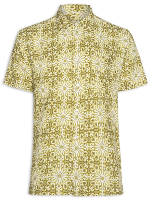 Camisa Masculina Casual Garden Tile - Amarelo