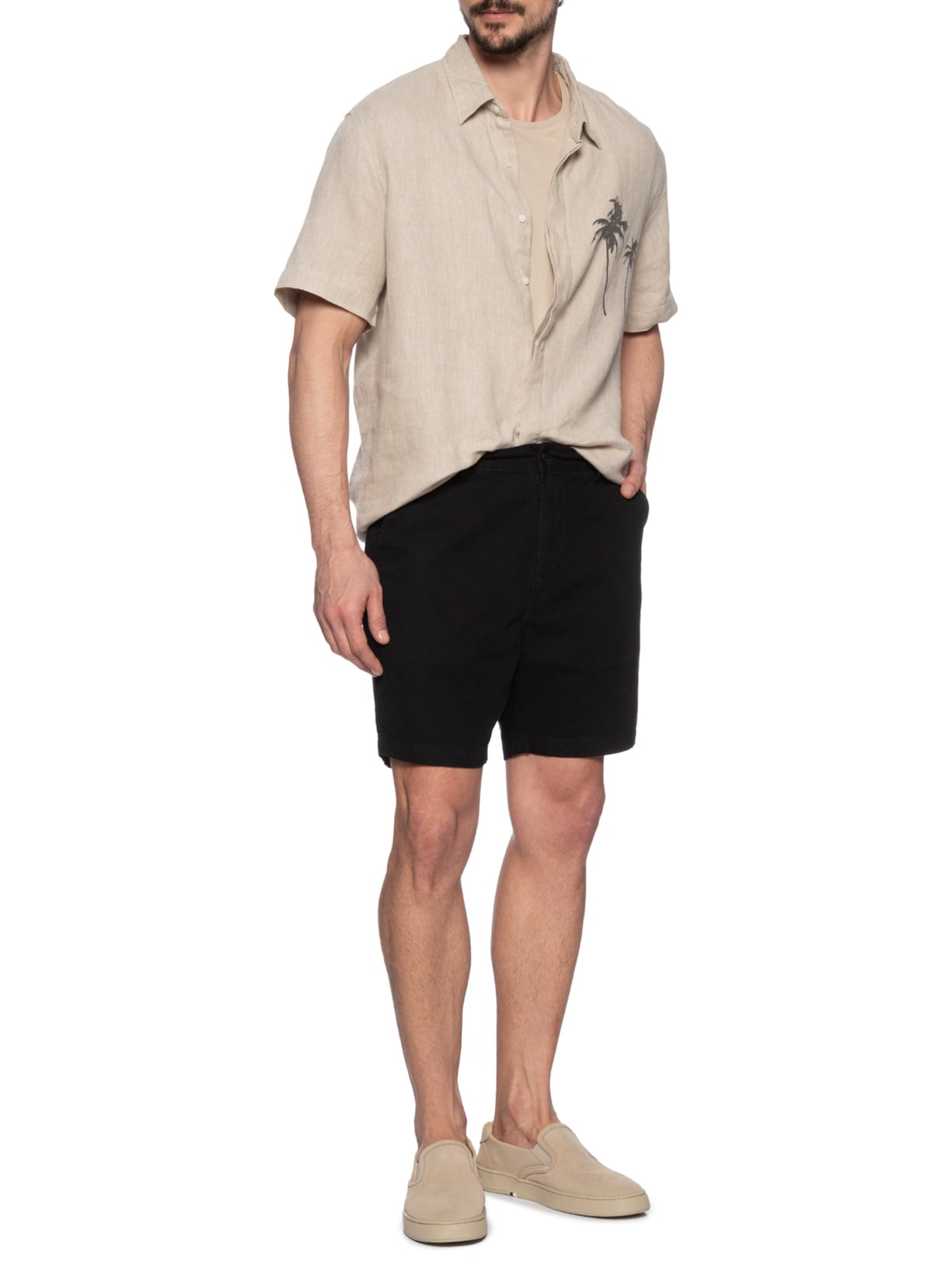 Camisa Masculina Casual Linen Coqueiros Bege Osklen