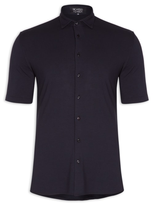 Camisa Masculina Casual Manga Curta - Azul