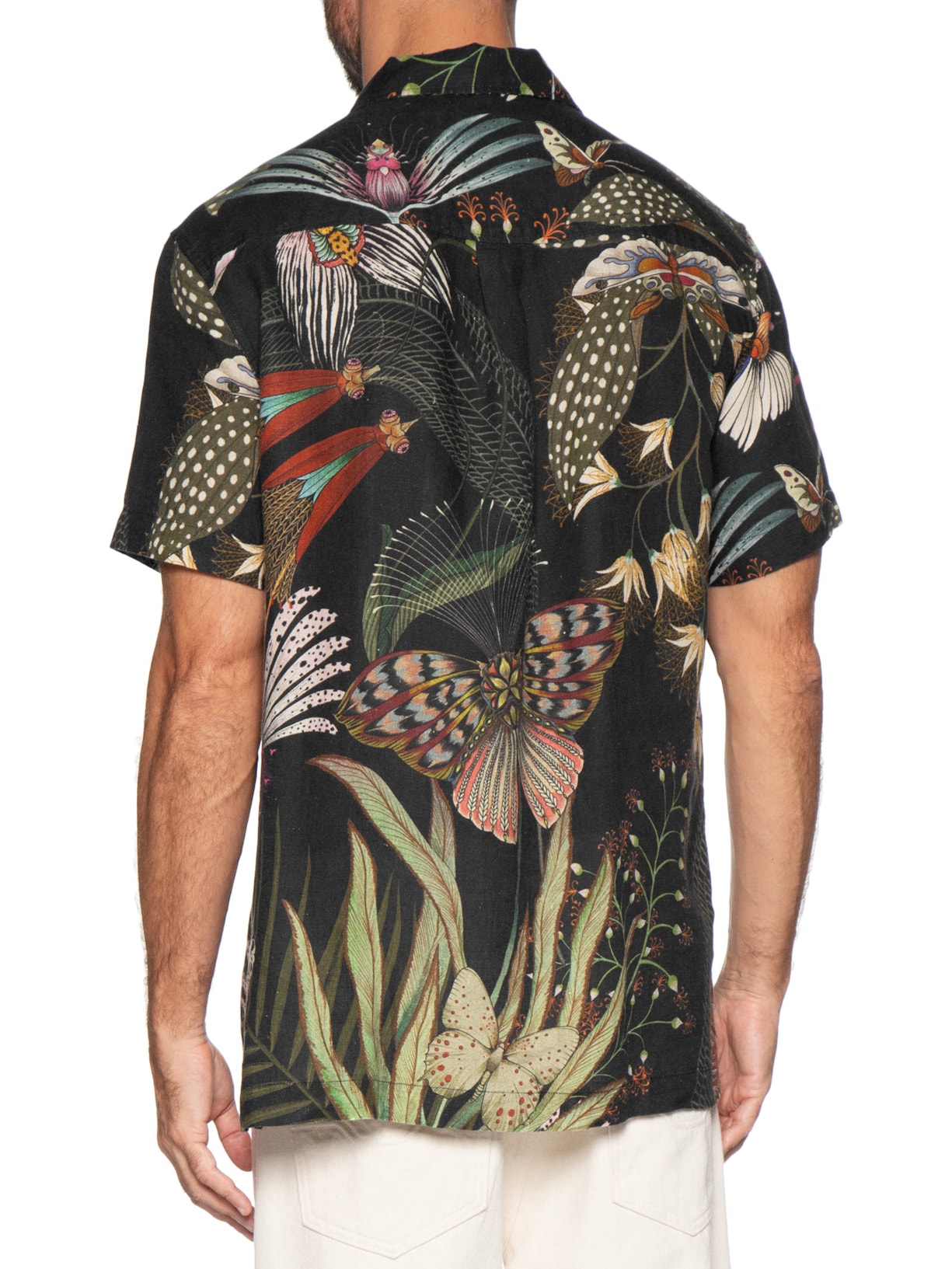 Camisa Masculina Casual Manga Curta Botanique Verde Osklen