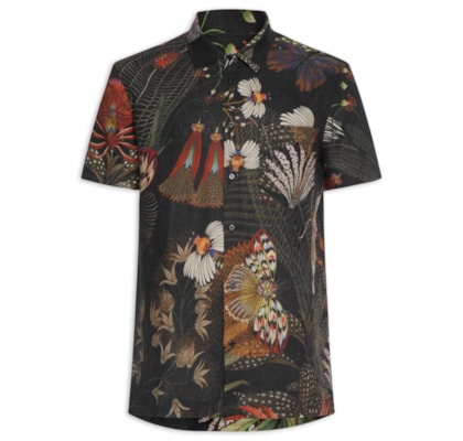 Camisa Masculina Casual Manga Curta Botanique - Verde