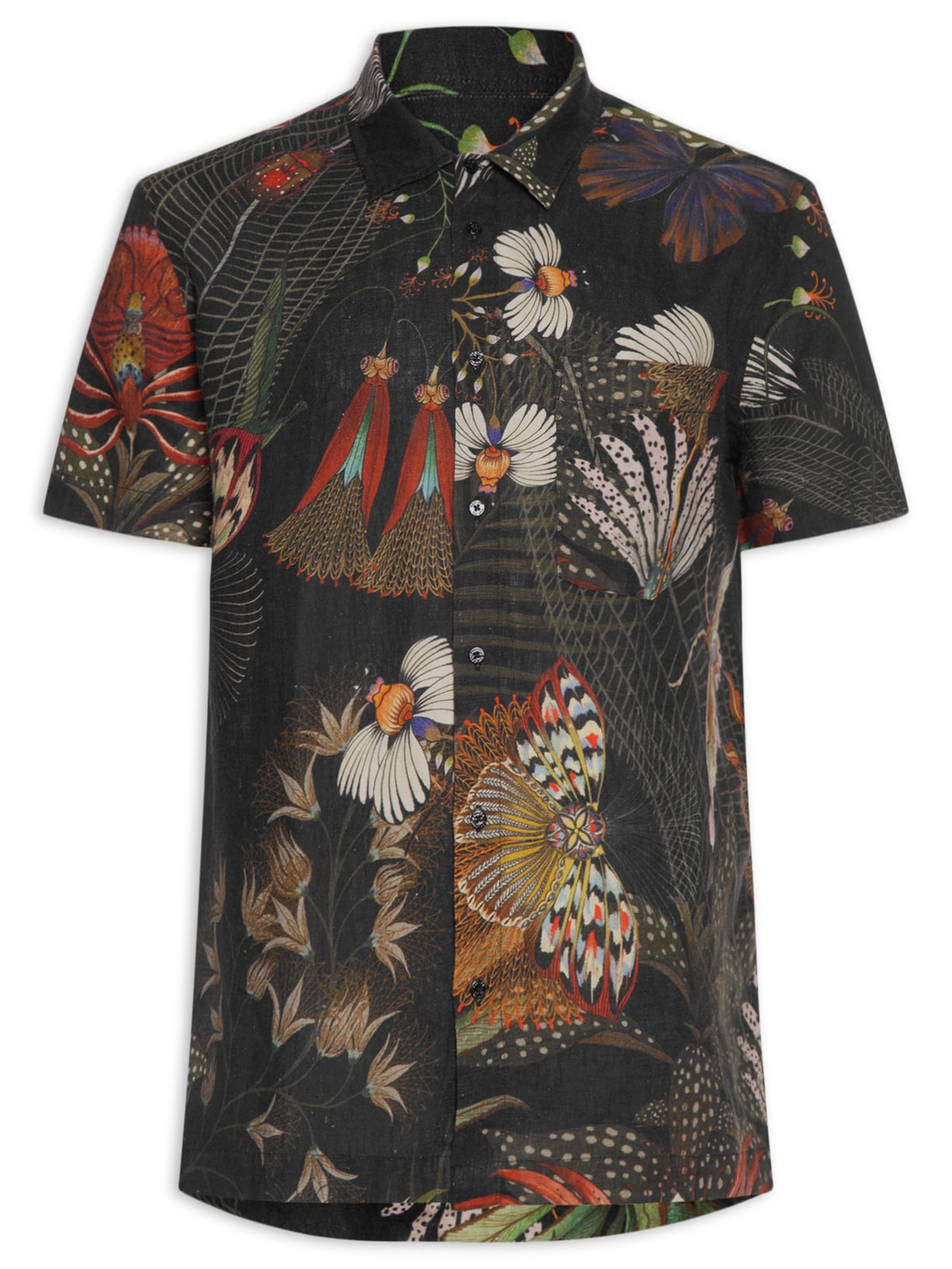 Camisa Masculina Casual Manga Curta Botanique - Verde