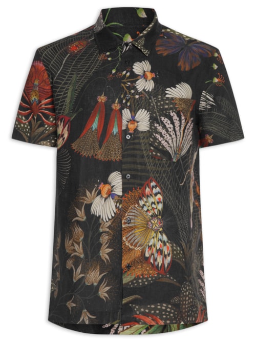 Camisa Masculina Casual Manga Curta Botanique - Verde