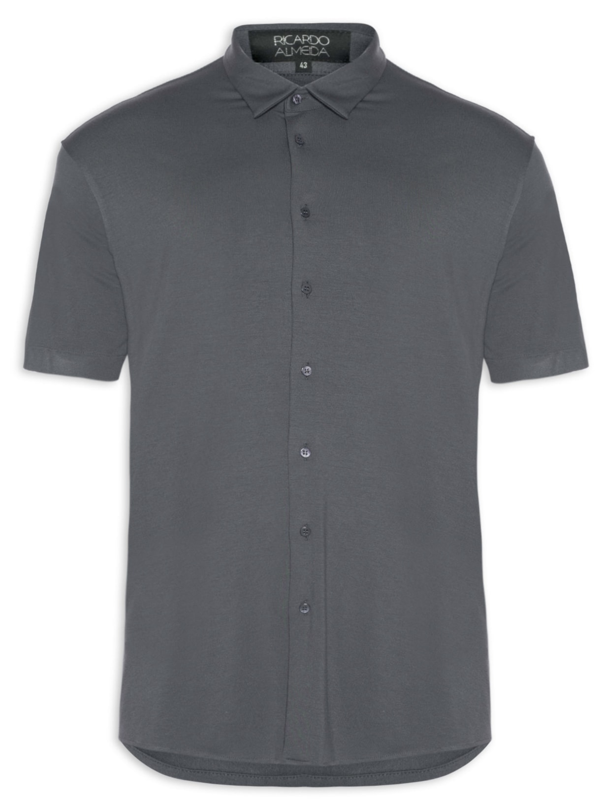 Camisa Masculina Casual Manga Curta - Cinza