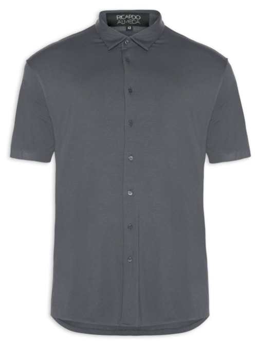 Camisa Masculina Casual Manga Curta - Cinza