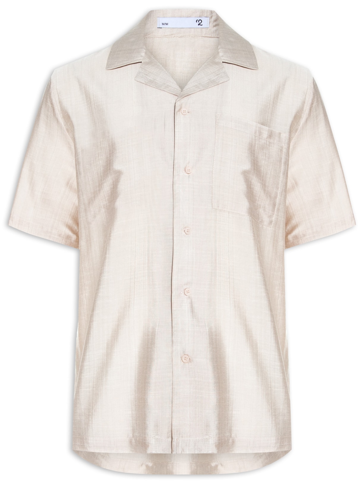 Camisa Masculina Casual Manga Curta Com Bolso - Bege