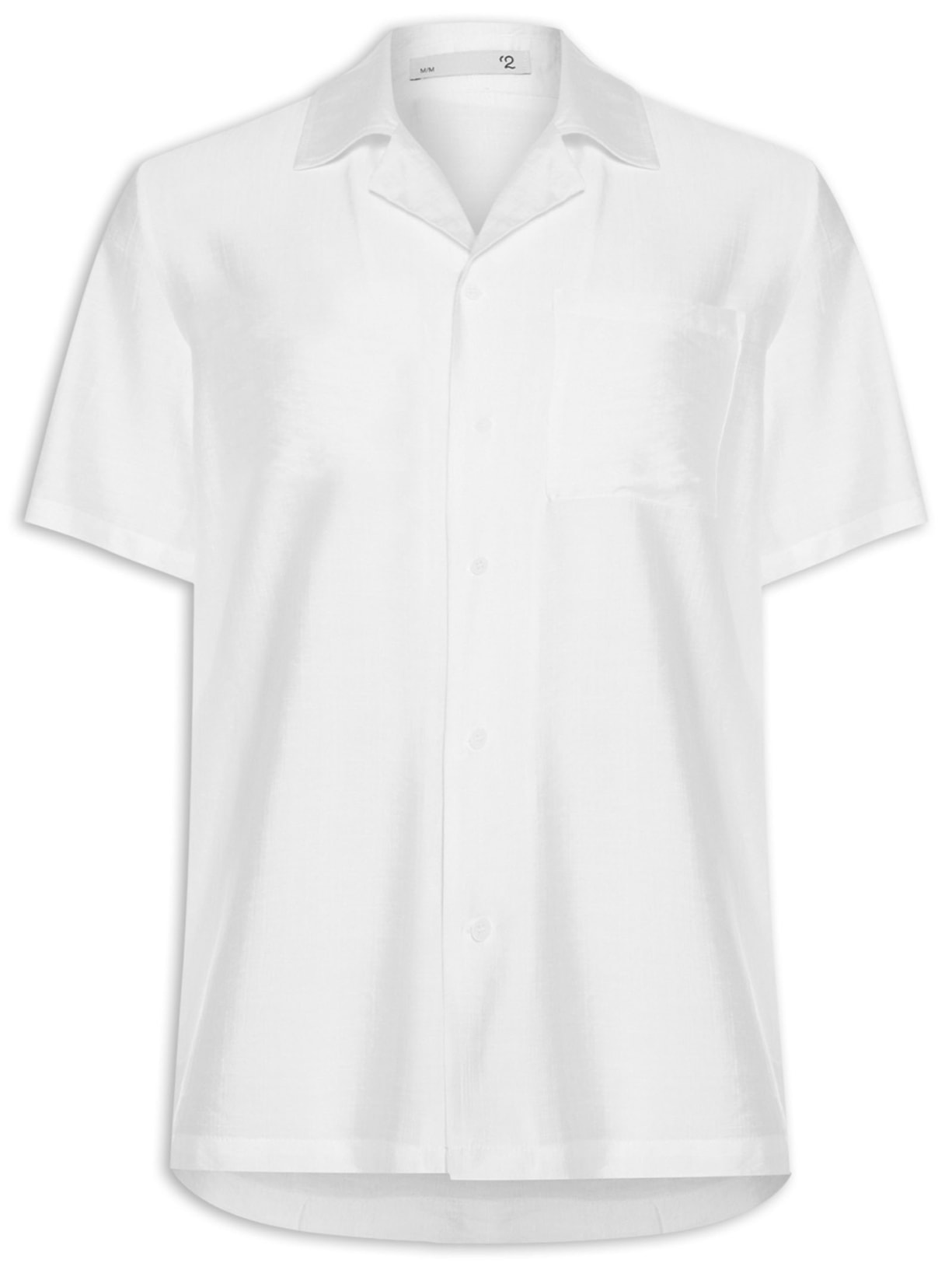 Camisa Masculina Casual Manga Curta Com Bolso - Off White