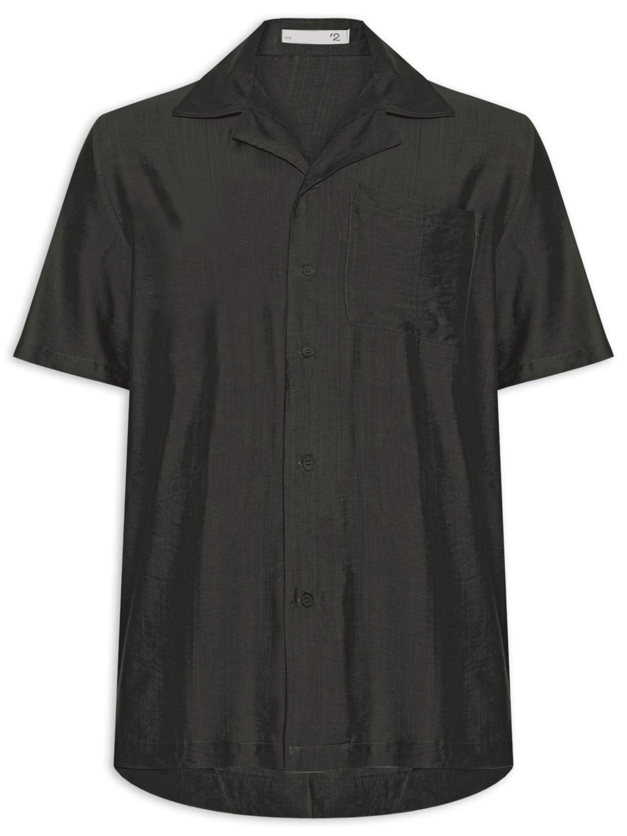 Camisa Masculina Casual Manga Curta Com Bolso - Verde