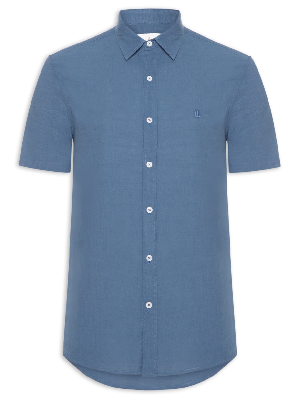 Camisa Masculina Casual Manga Curta Comfy Azul Foxton