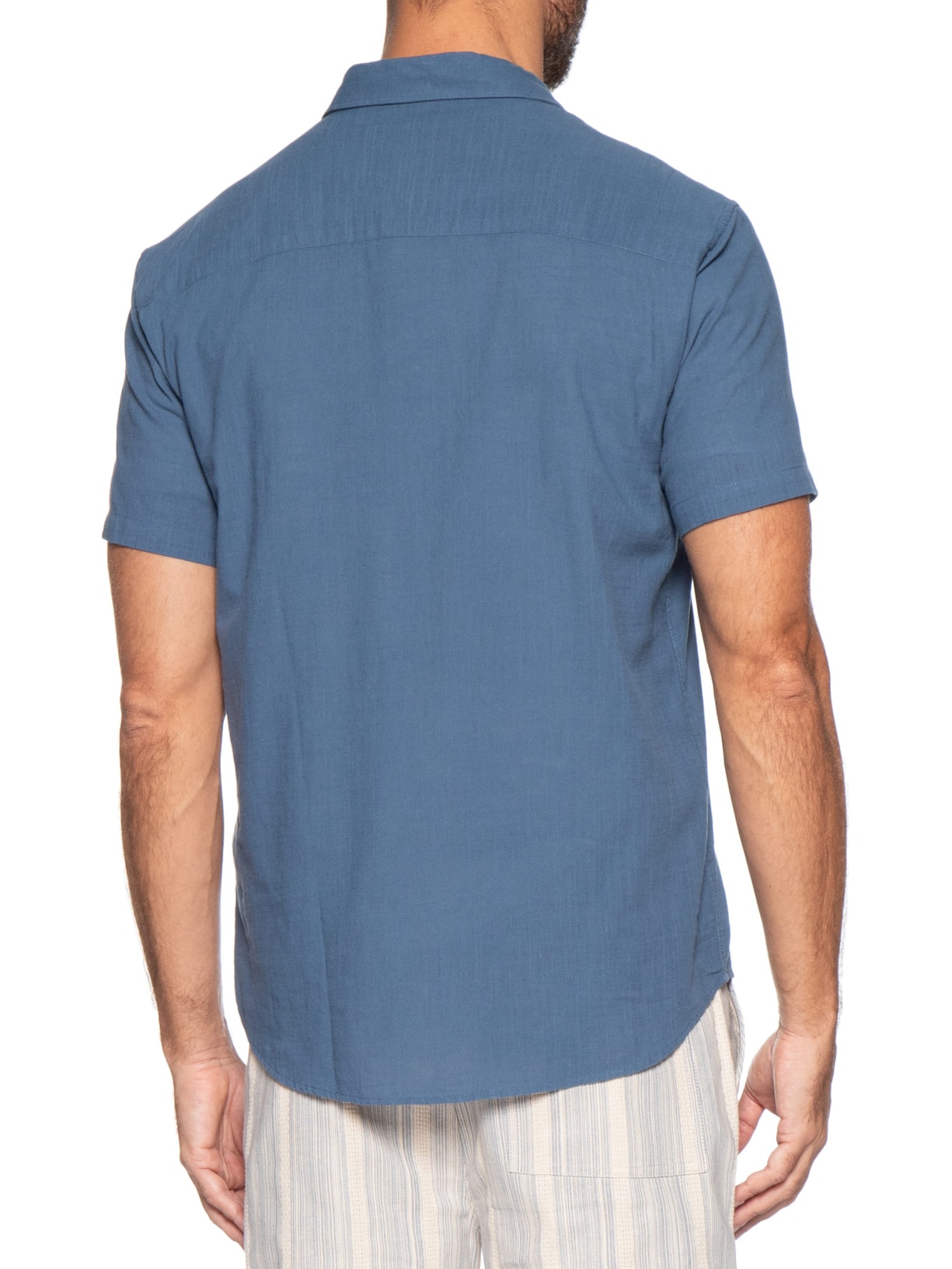 Camisa Masculina Casual Manga Curta Comfy Azul Foxton