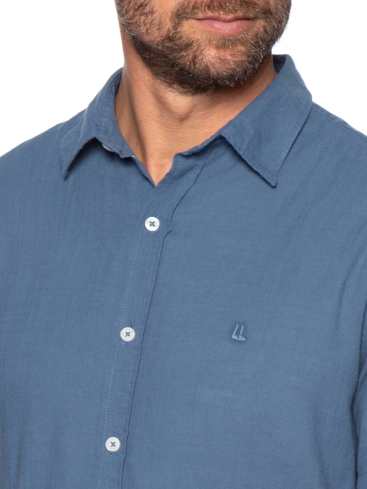 Camisa Masculina Casual Manga Curta Comfy Azul Foxton