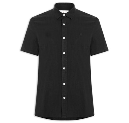 Camisa Masculina Casual Manga Curta Comfy - Preto