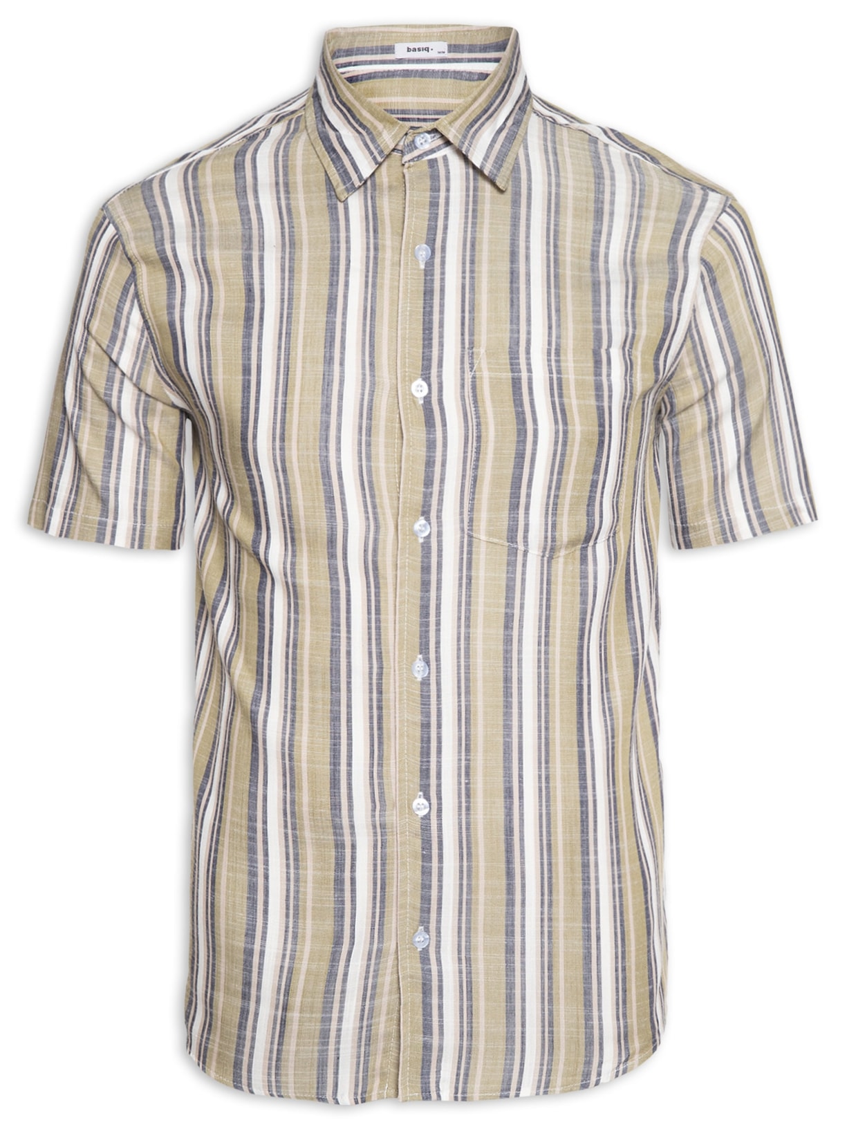 Camisa Masculina Casual Manga Curta Estampa Listra - Verde