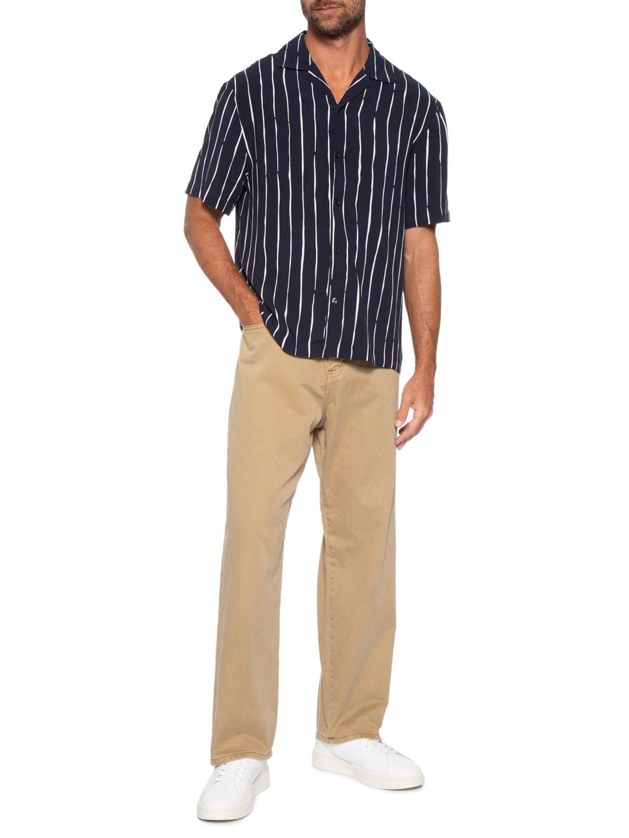Camisa Masculina Casual Manga Curta Exolino Azul Hugo