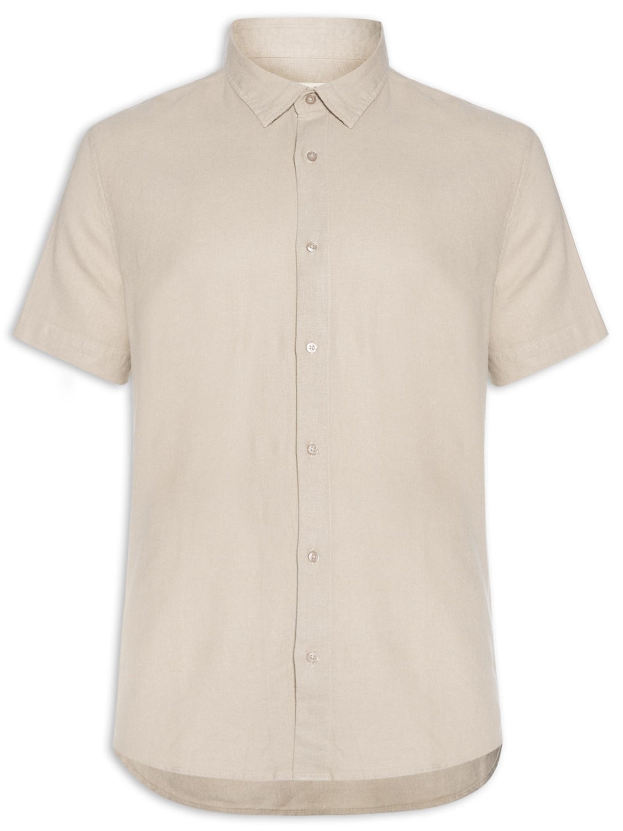 Camisa Masculina Casual Manga Curta Linen Soft - Bege