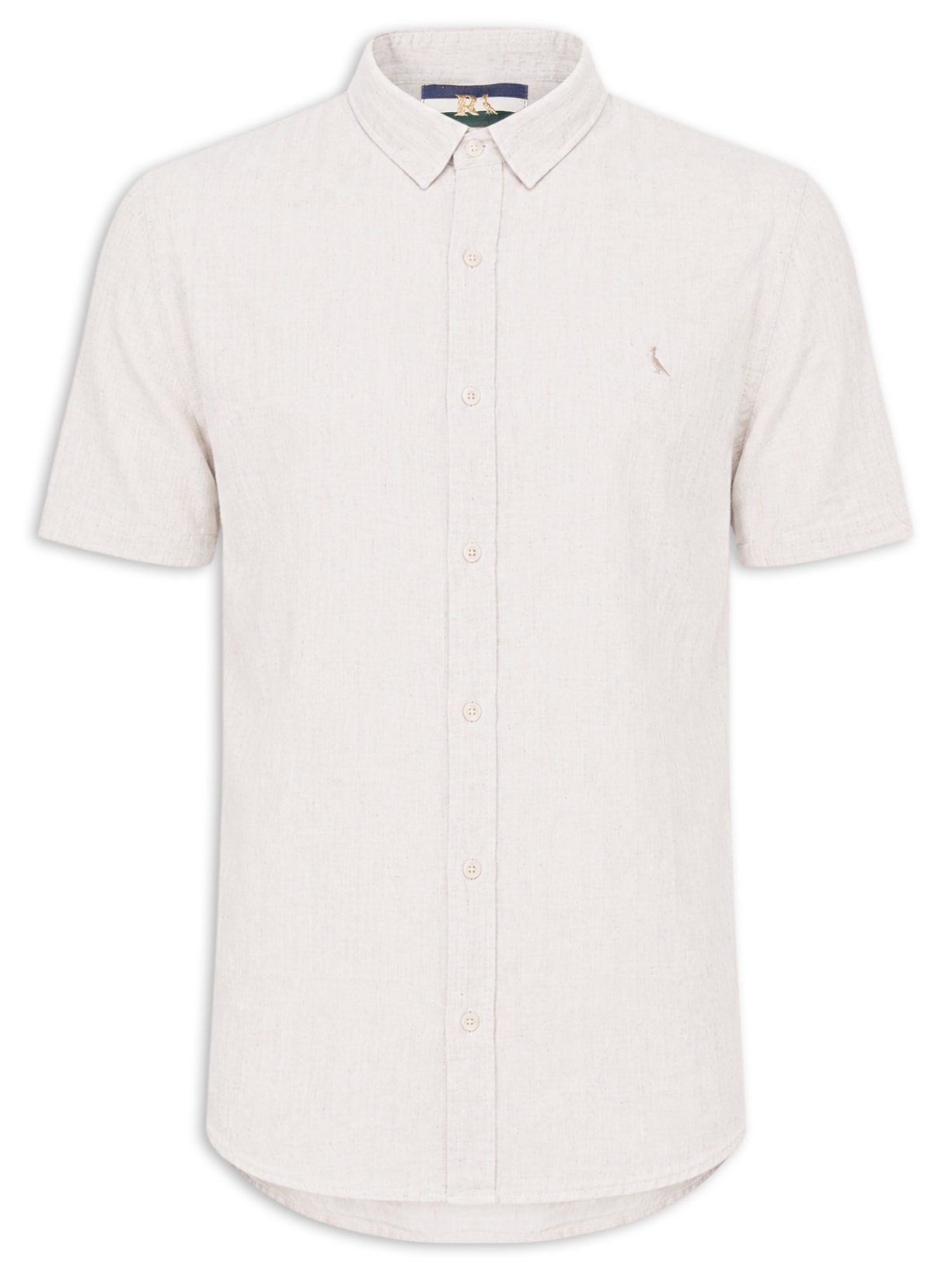 Camisa Masculina Casual Manga Curta Linho Pienza Bege Reserva