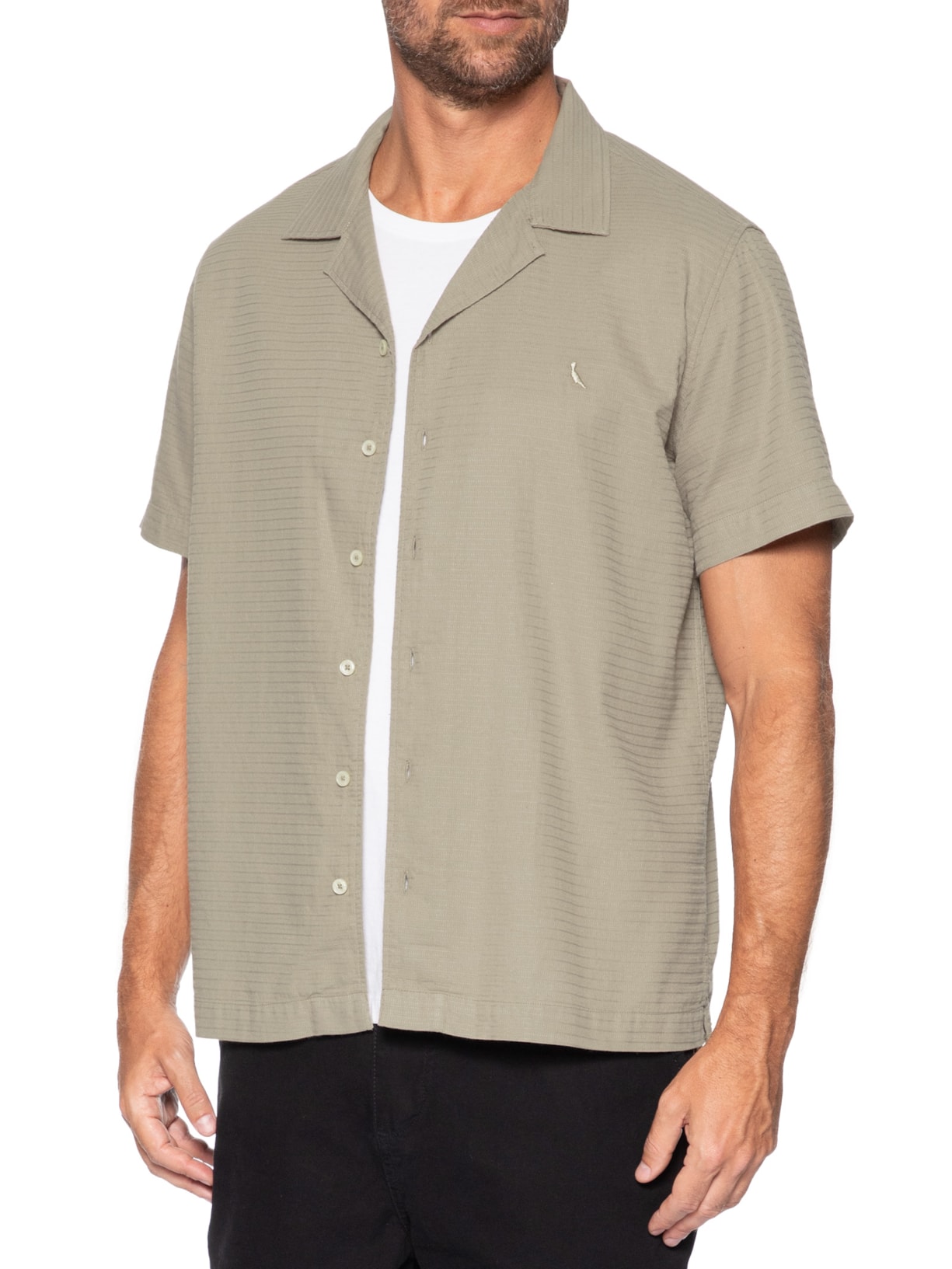Camisa Masculina Casual Manga Curta Malta Bege Reserva