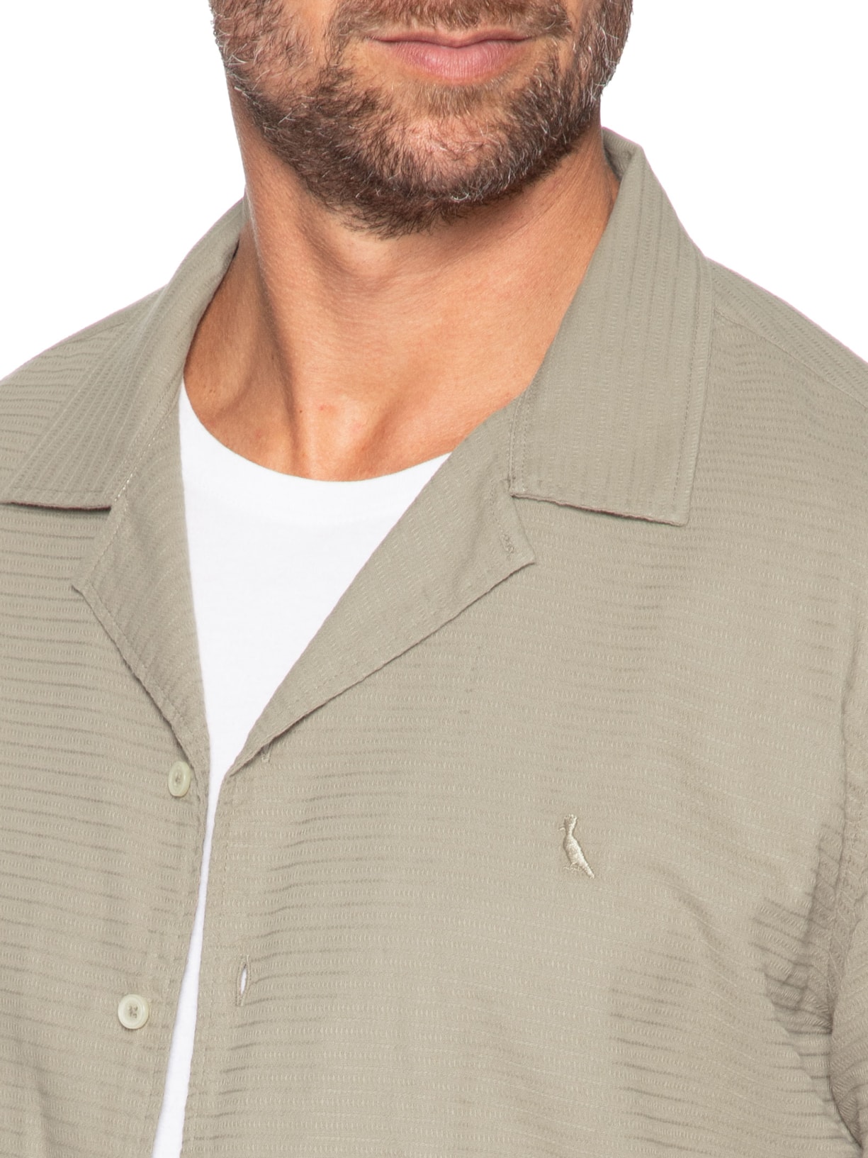 Camisa Masculina Casual Manga Curta Malta Bege Reserva