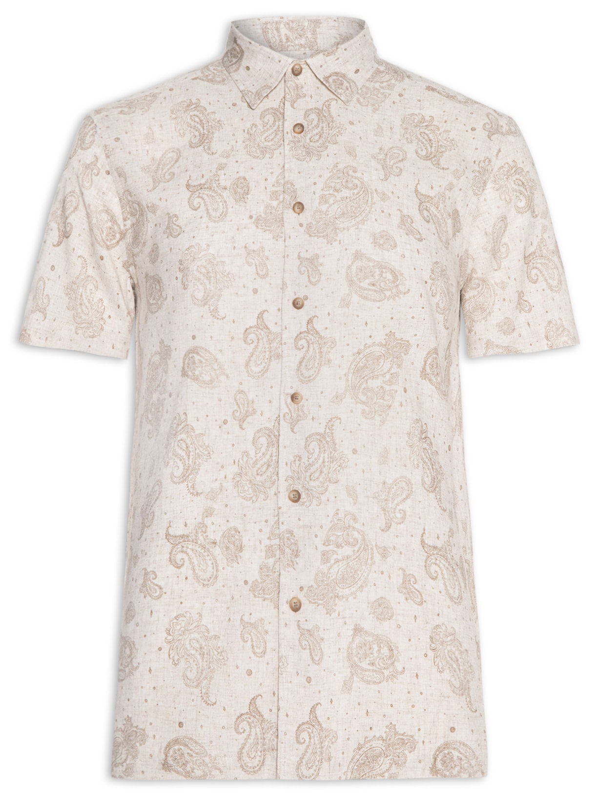 Camisa Masculina Casual Manga Curta Paisley – Bege Zapalla
