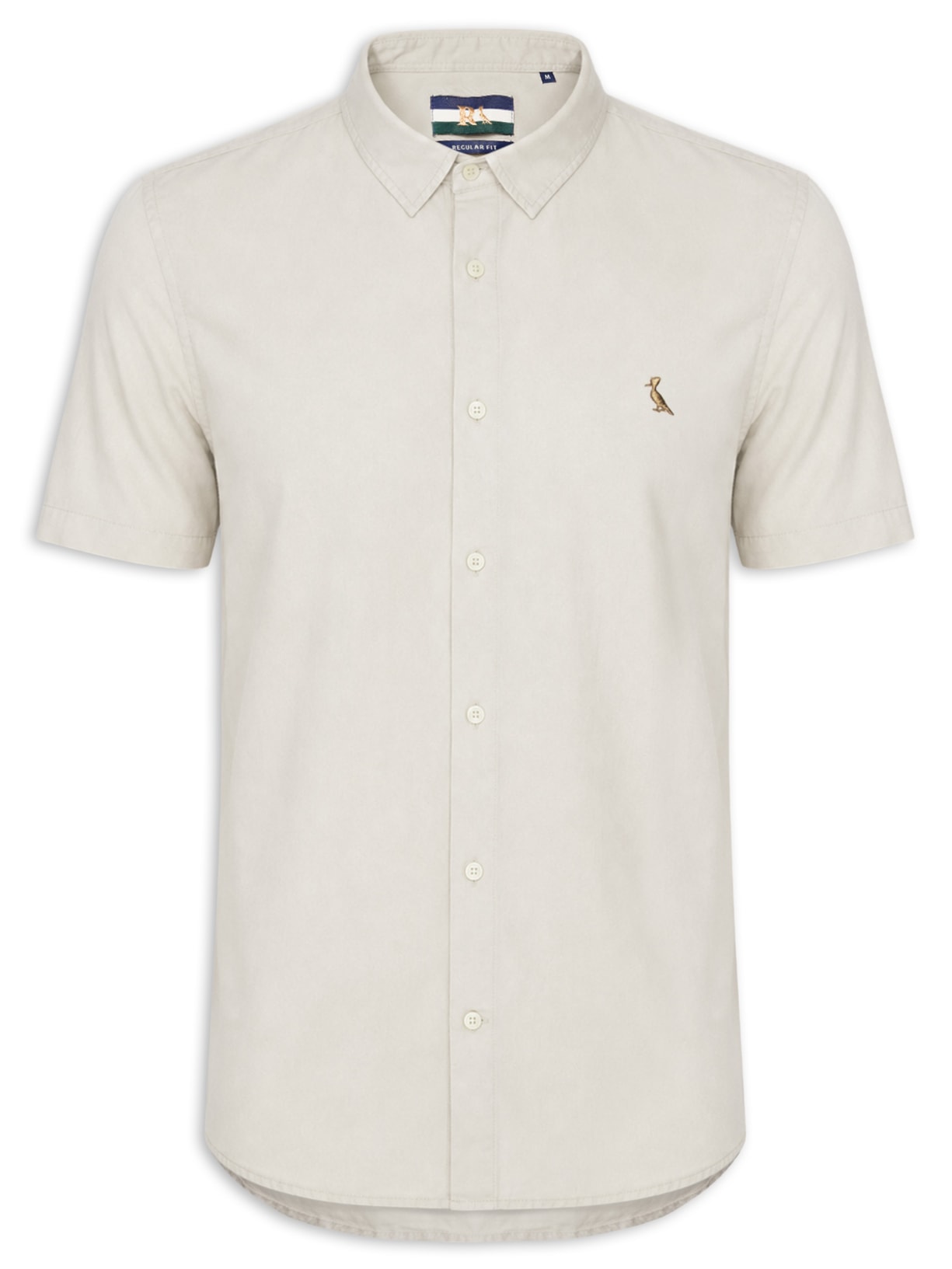 Camisa Masculina Casual Manga Curta Paraty Contraste Bege Reserva