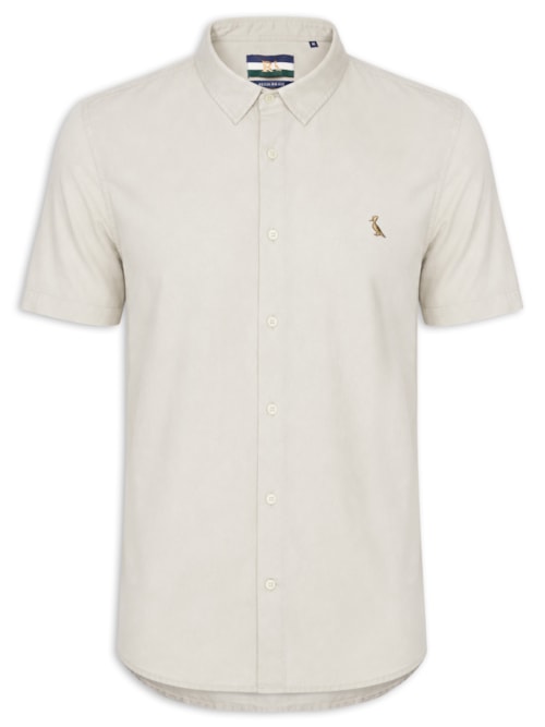Camisa Masculina Casual Manga Curta Paraty Contraste – Bege