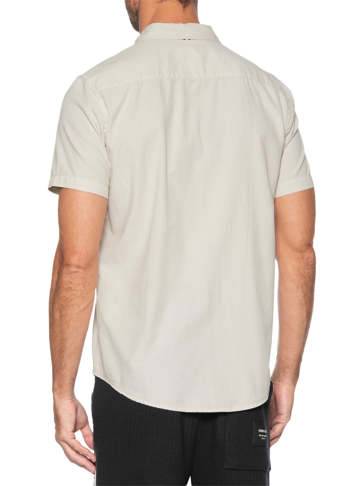 Camisa Masculina Casual Manga Curta Paraty Contraste Bege Reserva