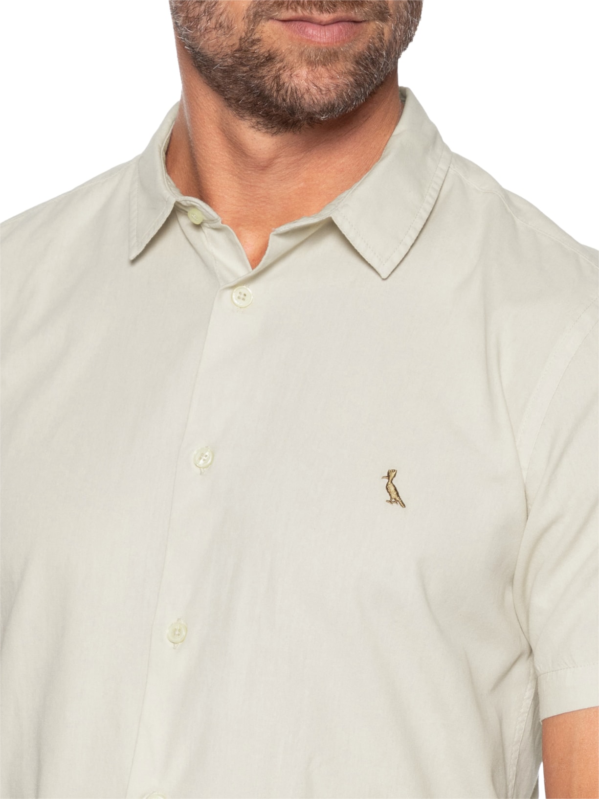 Camisa Masculina Casual Manga Curta Paraty Contraste Bege Reserva