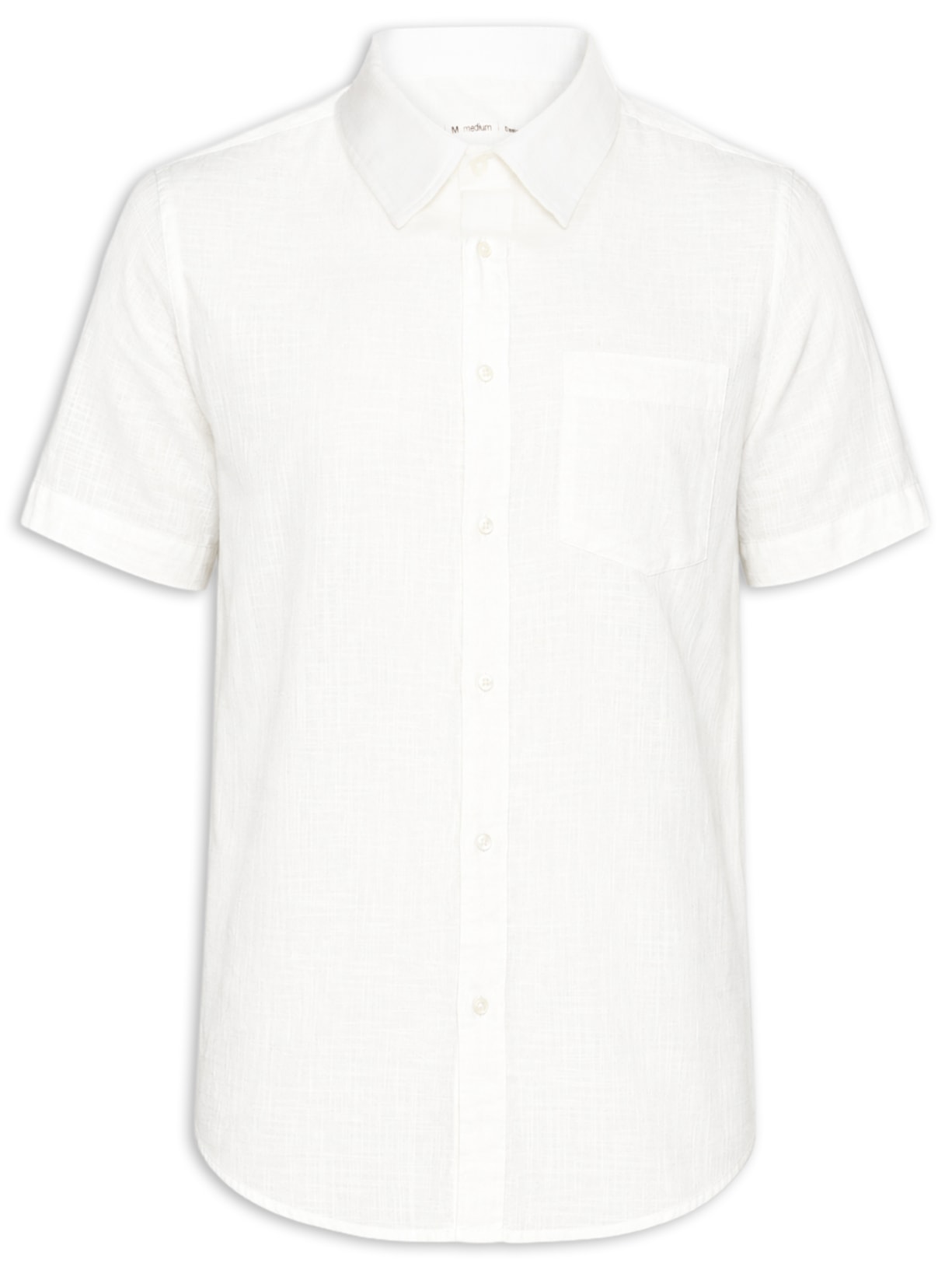 Camisa Masculina Casual Manga Curta Texture Color - Off White