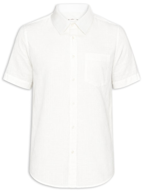 Camisa Masculina Casual Manga Curta Texture Color - Off White