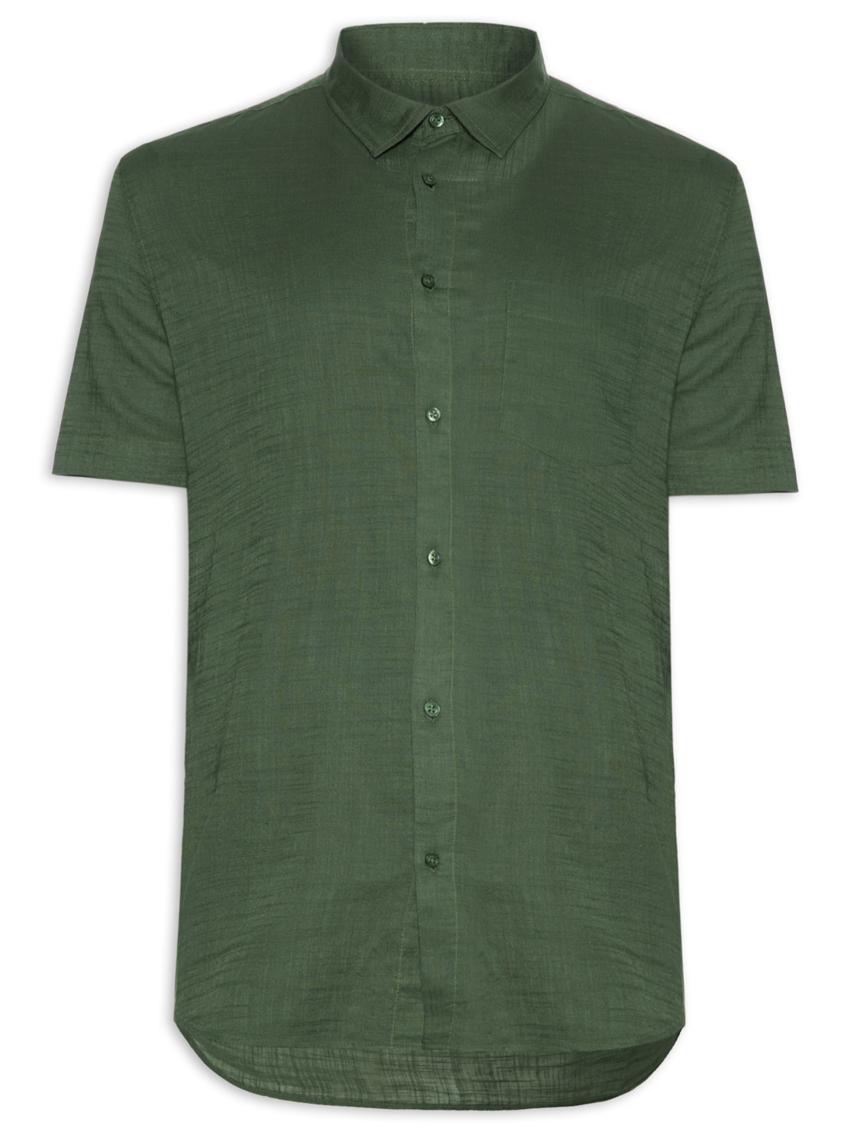 Camisa Masculina Casual Manga Curta Texture Color Verde Osklen