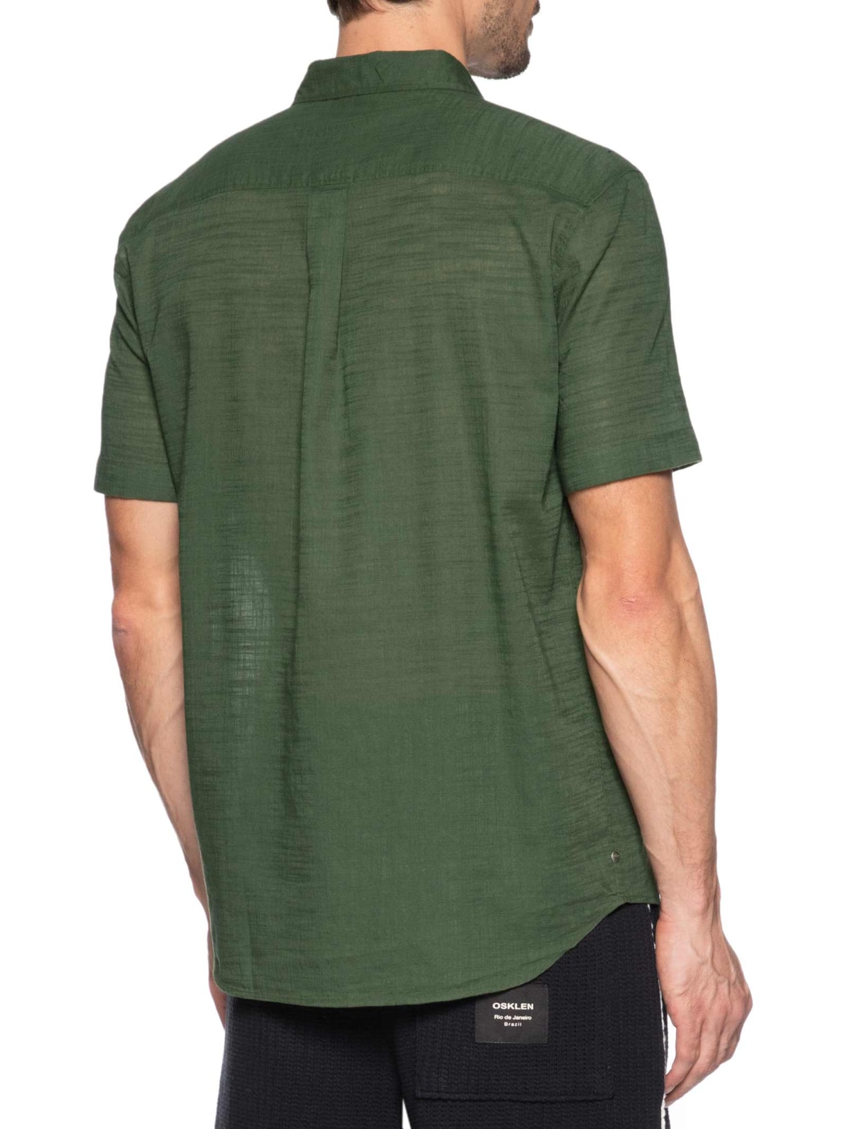Camisa Masculina Casual Manga Curta Texture Color Verde Osklen