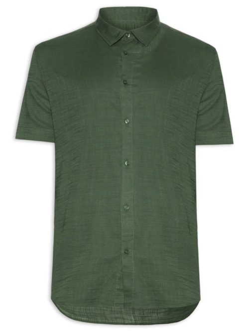 Camisa Masculina Casual Manga Curta Texture Color – Verde