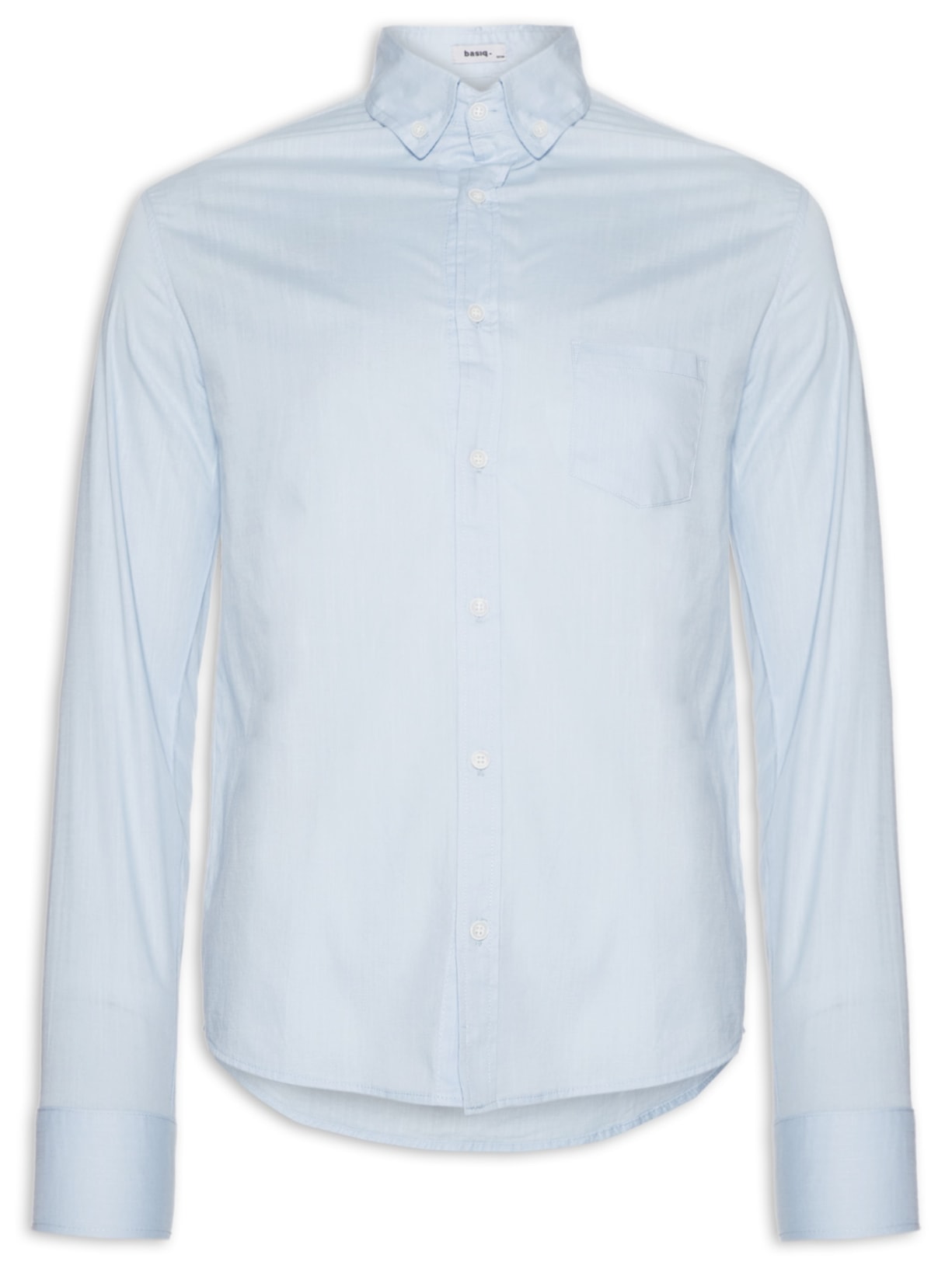 Camisa Masculina Casual Manga Longa Com Bolso - Azul