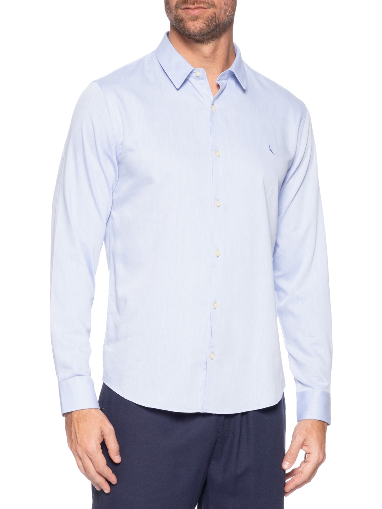 Camisa Masculina Casual Manga Longa Kiro Azul Reserva