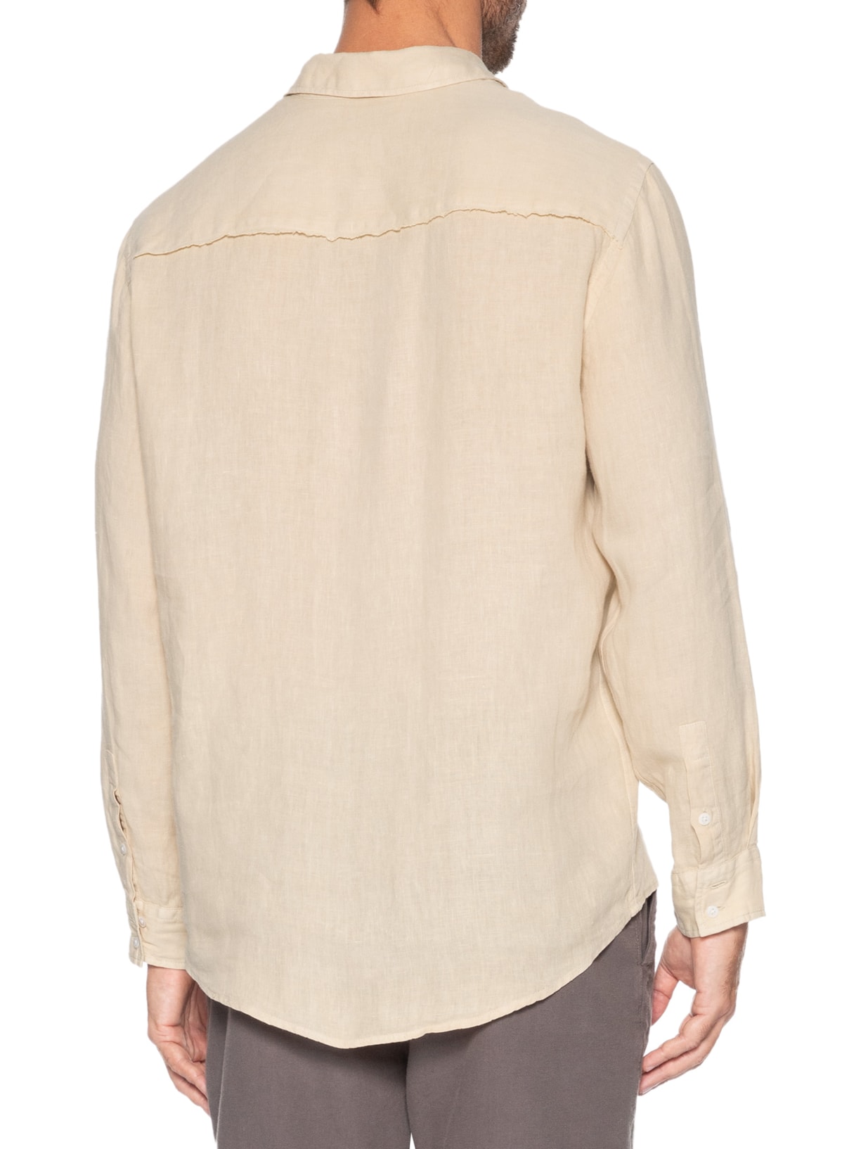 Camisa Masculina Casual Manga Longa Linen Raw Bege Osklen