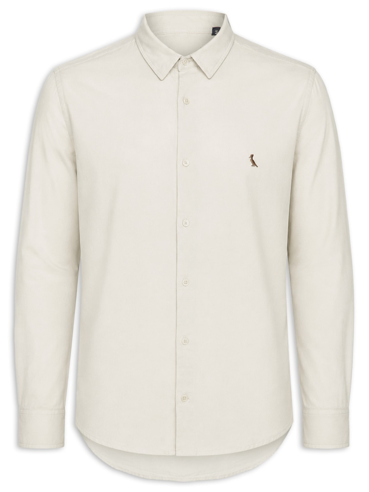 Camisa Masculina Casual Manga Longa Paraty Contraste Bege Reserva