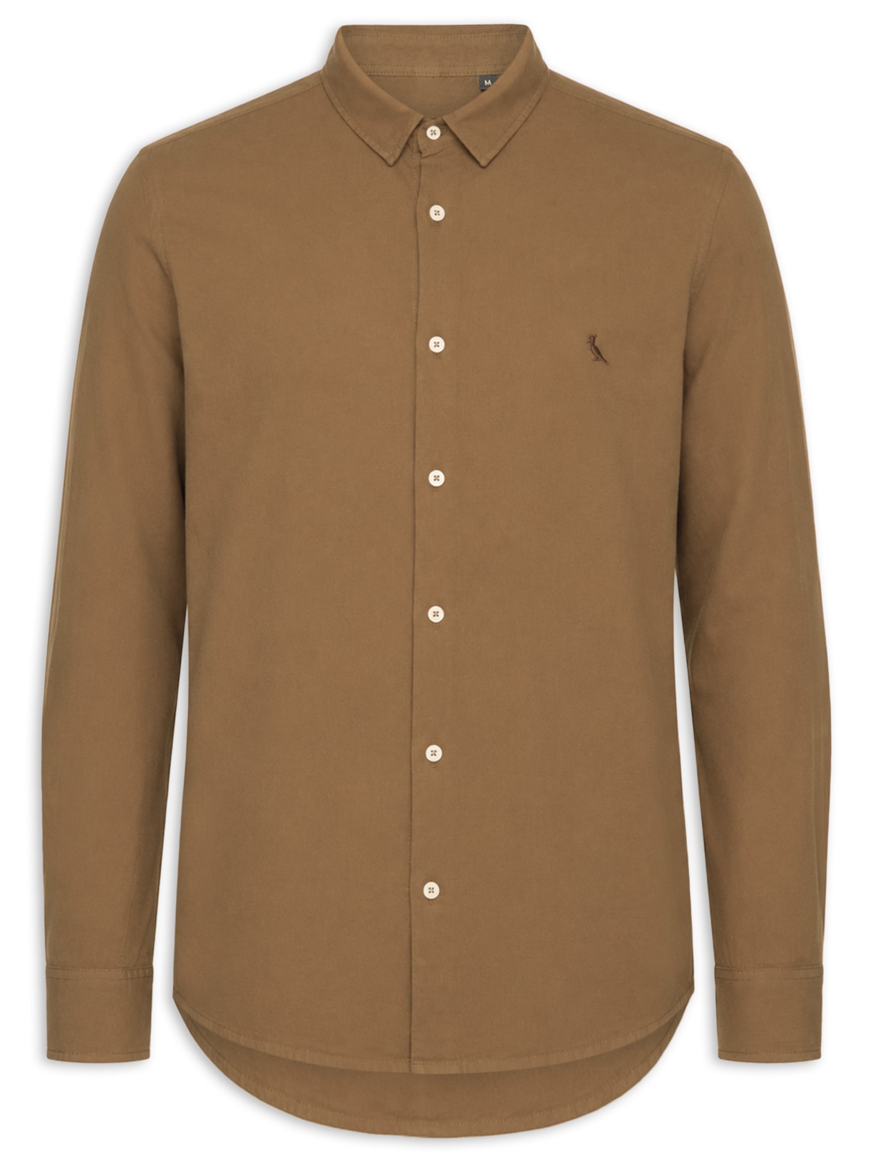 Camisa Masculina Casual Manga Longa Paraty Contraste Marrom Reserva