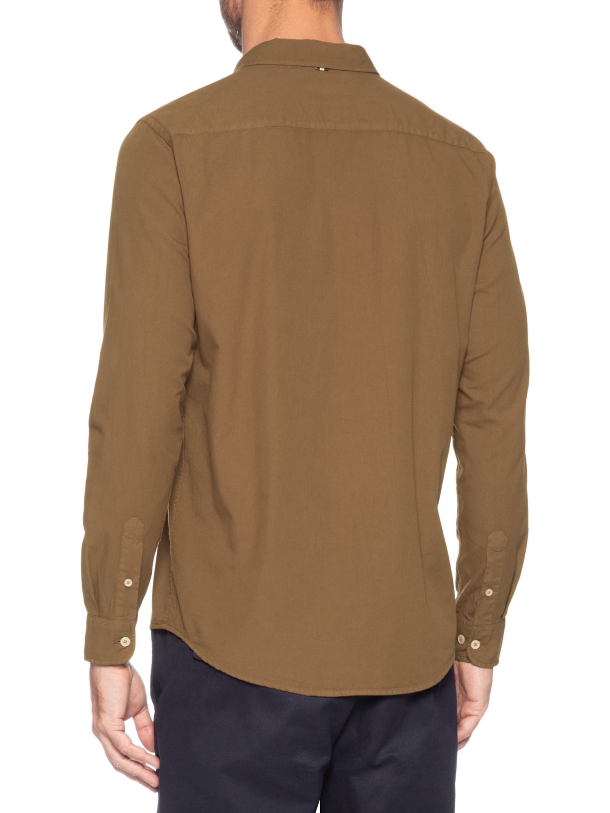 Camisa Masculina Casual Manga Longa Paraty Contraste Marrom Reserva