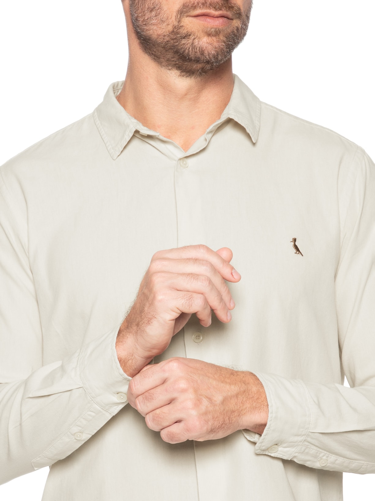 Camisa Masculina Casual Manga Longa Paraty Contraste Off White Reserva