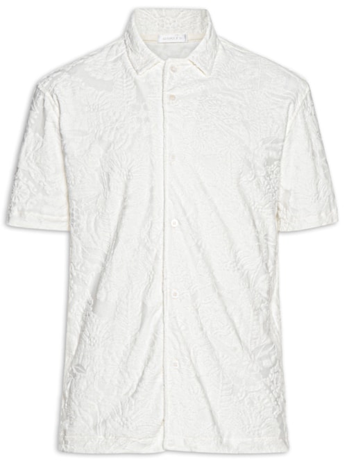 Camisa Masculina Casual Nature Jacquard - Branco