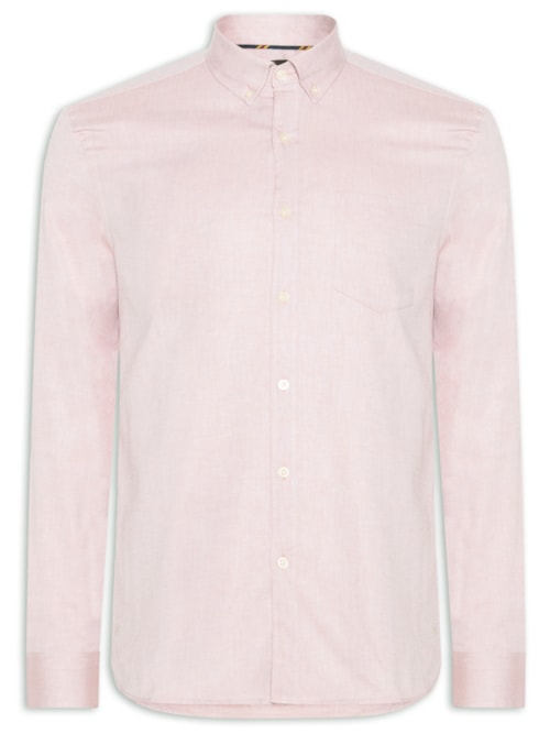 Camisa Masculina Casual Oxford Bolso - Marrom