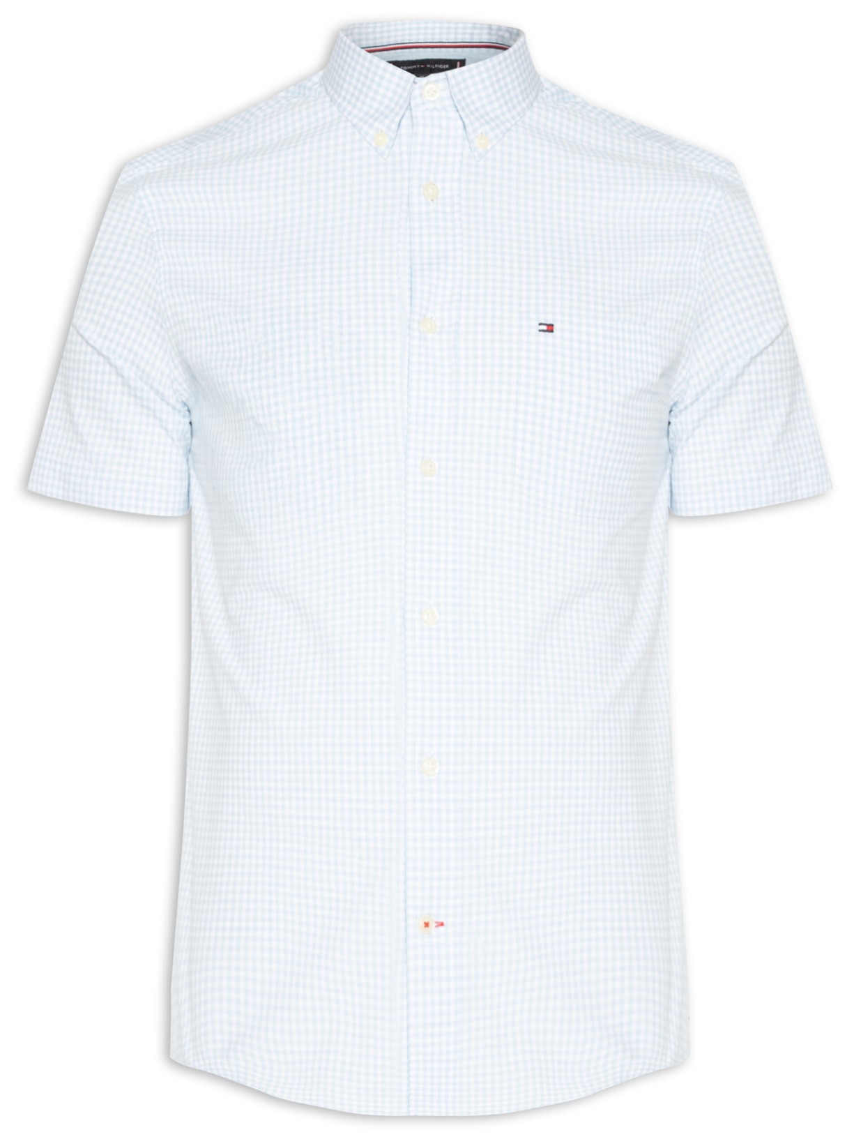 Camisa Masculina Casual Regular Fit Com Bolso Gigham - Azul